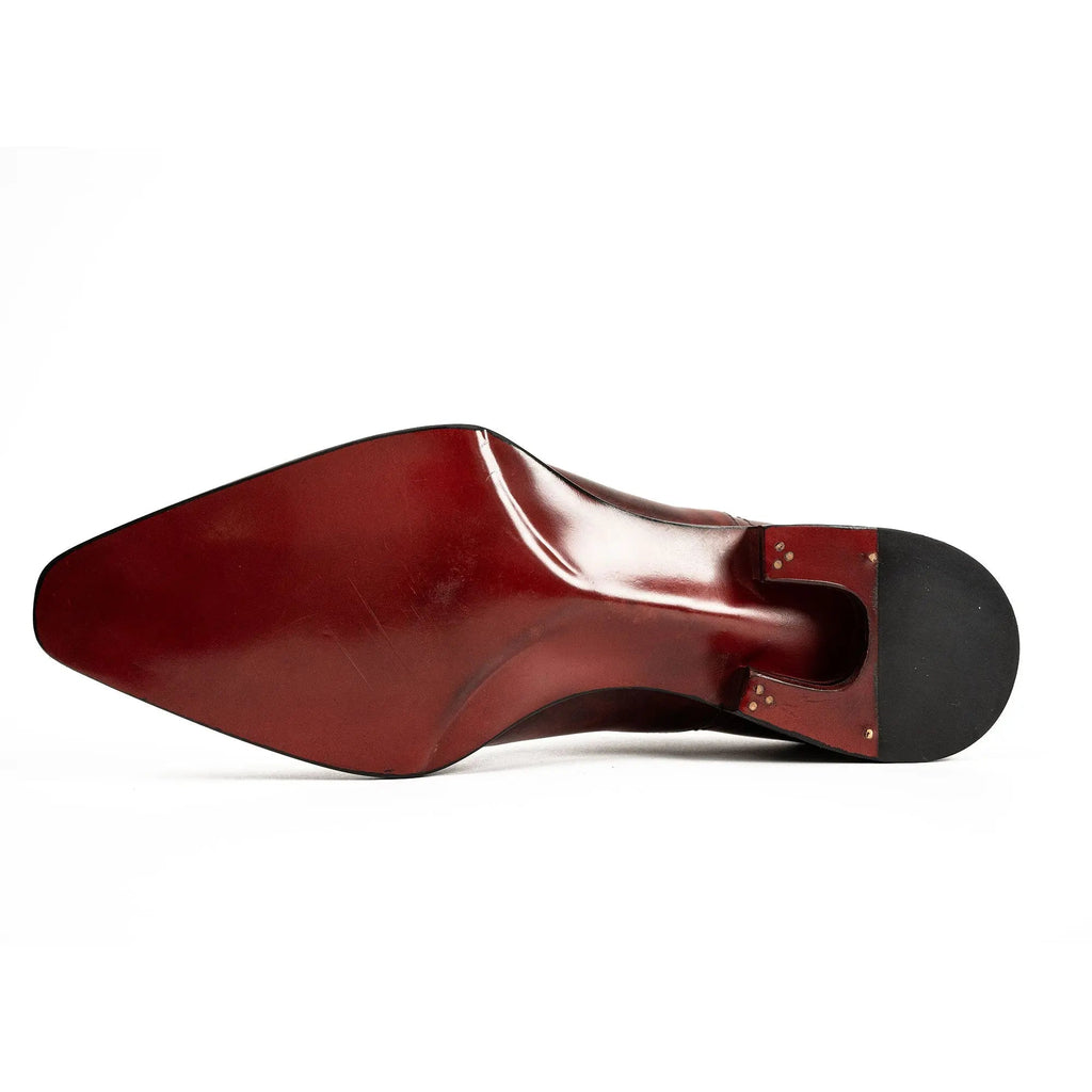 Red Textured Lace-Up Dress Shoe with Shaded Toe