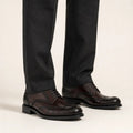 Reddish-Brown Derby Shoes with Mixed-Scale Texture