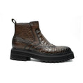 Dark Brown Textured Lug Sole Chelsea Ankle Boot