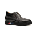 Black Platform Ankle-Height Lace-Up Shoe
