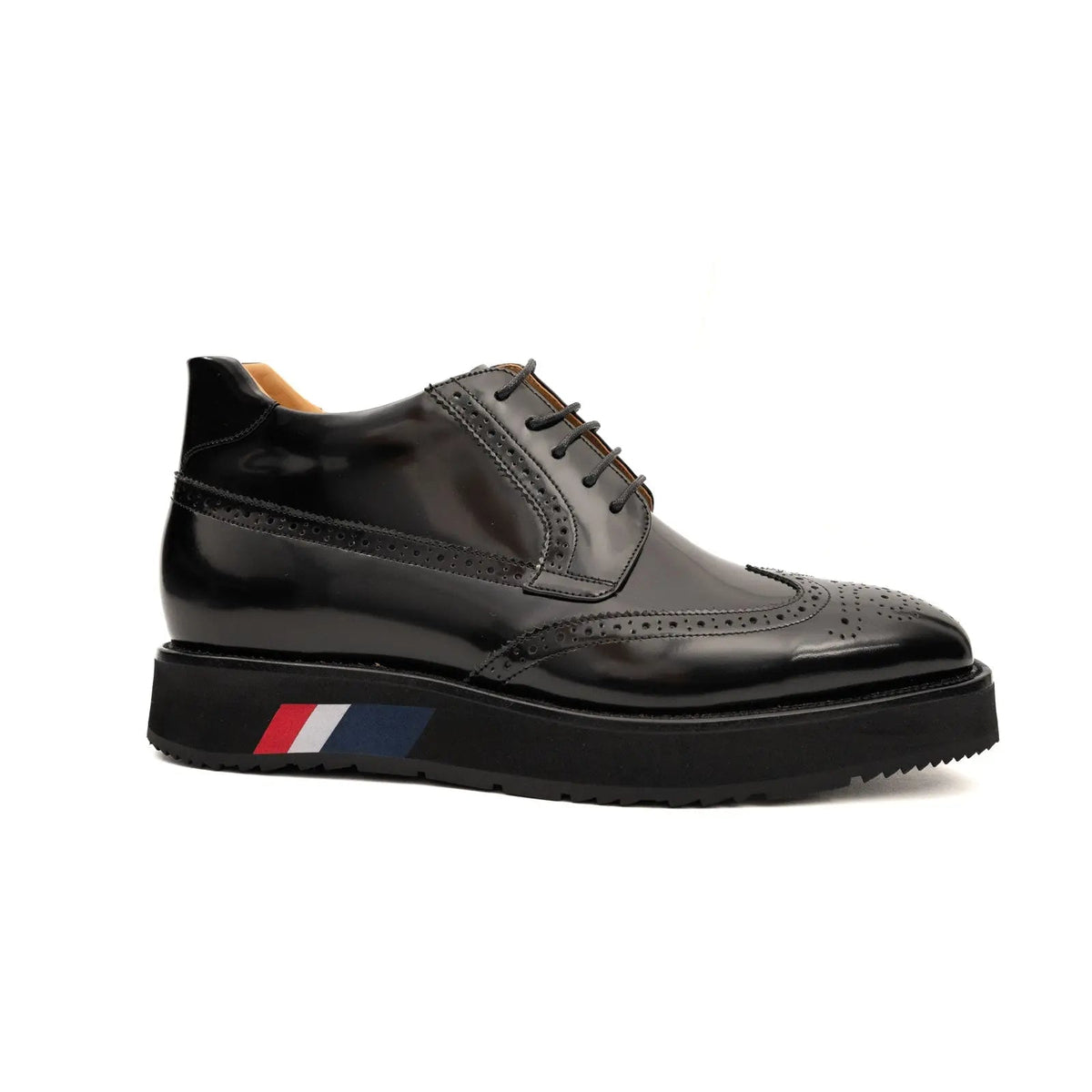 Black Platform Ankle-Height Lace-Up Shoe
