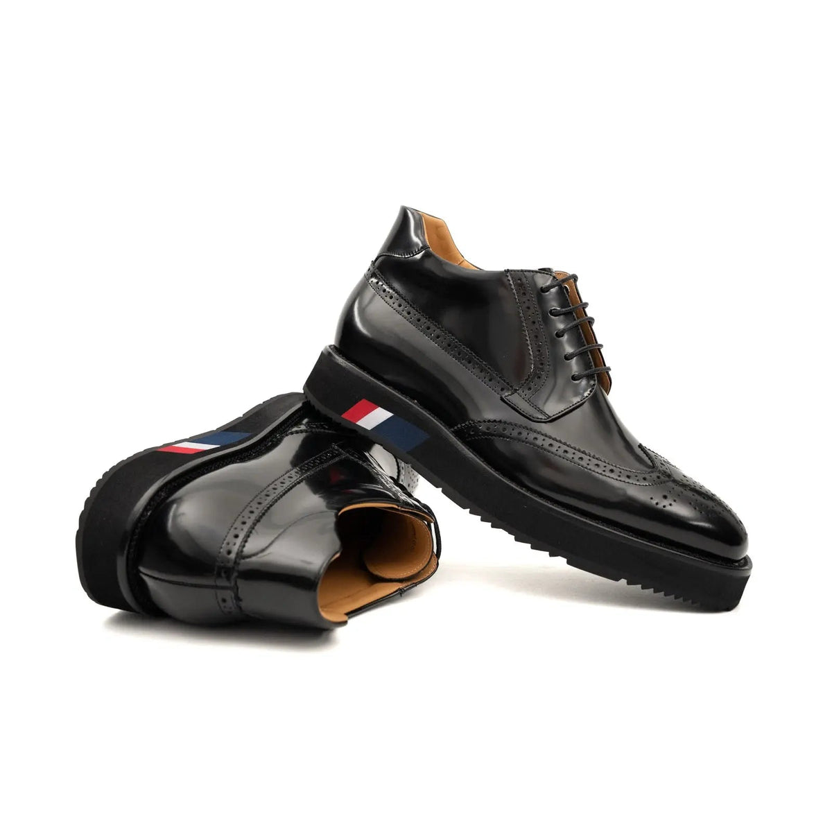 Black Platform Ankle-Height Lace-Up Shoe