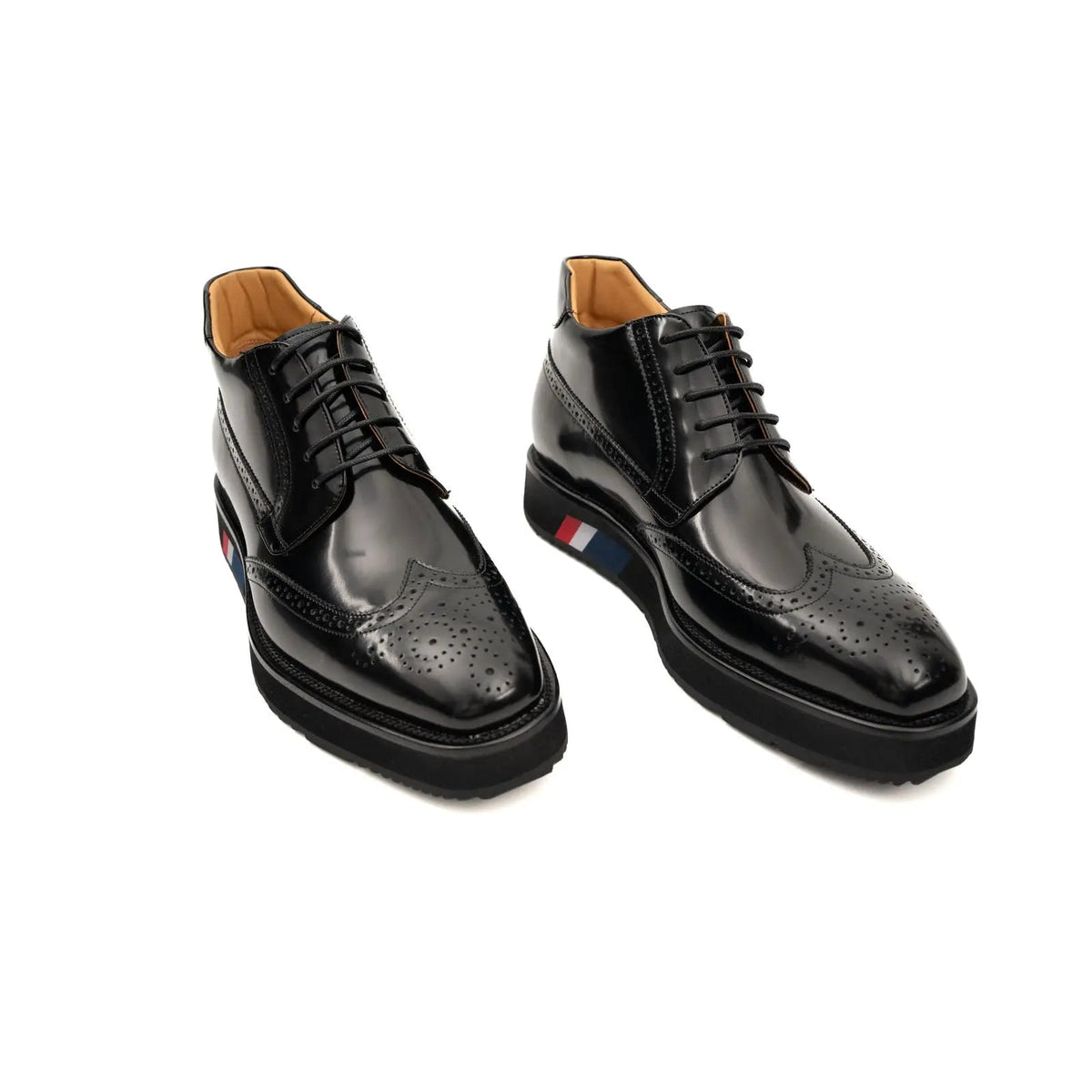 Black Platform Ankle-Height Lace-Up Shoe