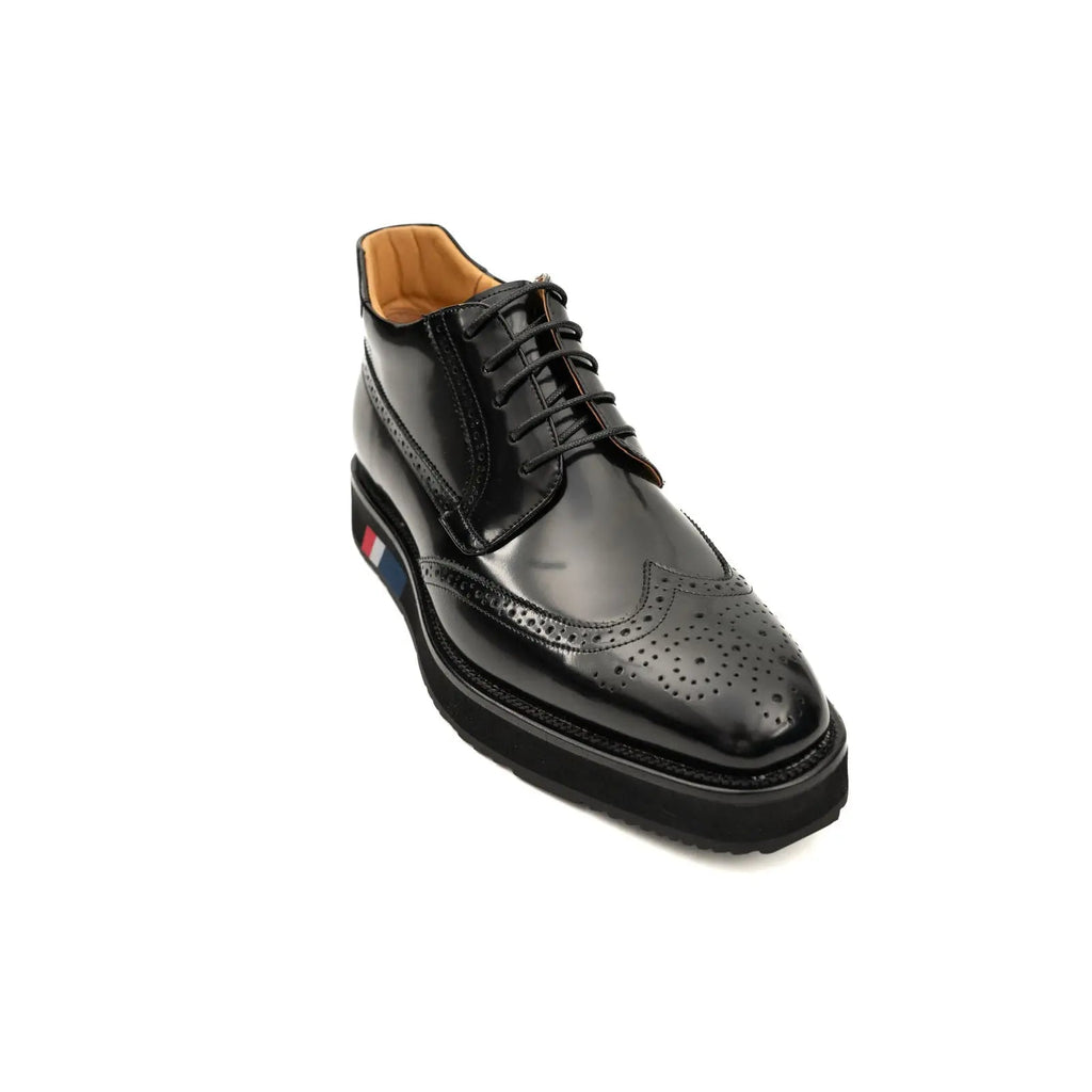 Black Platform Ankle-Height Lace-Up Shoe
