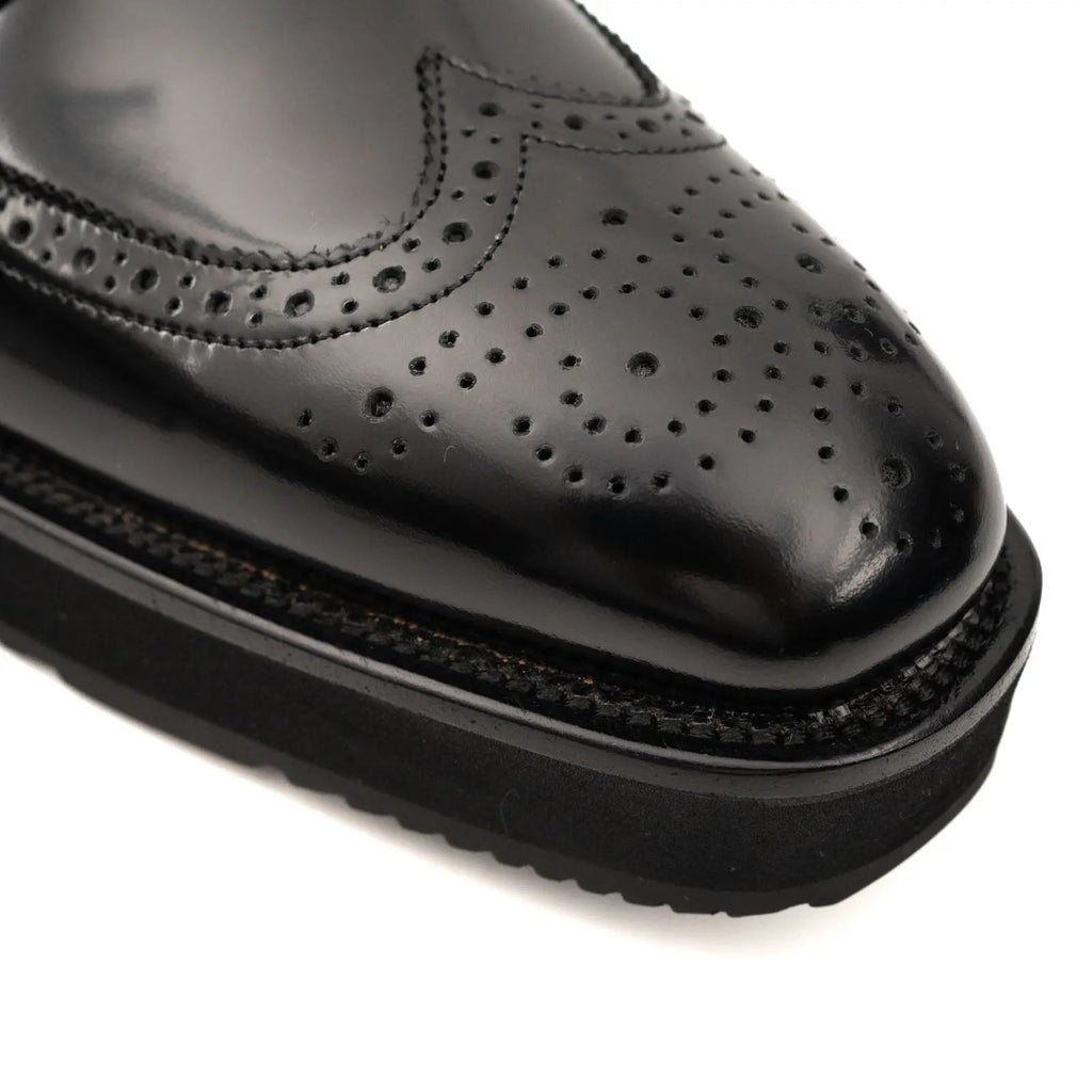 Black Platform Ankle-Height Lace-Up Shoe