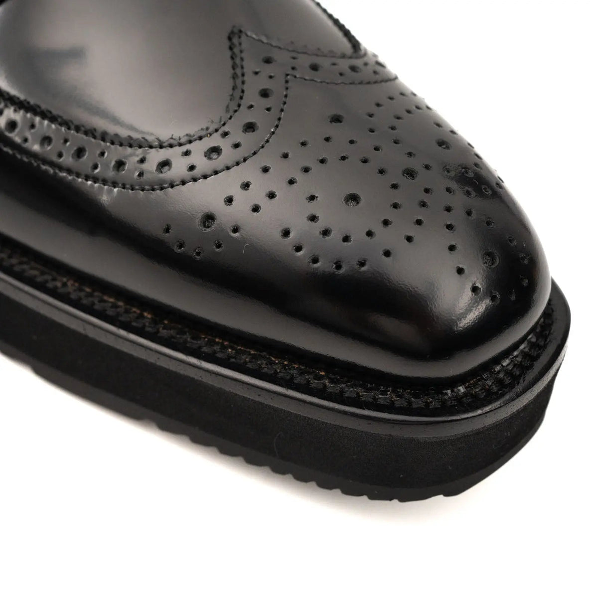 Black Platform Ankle-Height Lace-Up Shoe