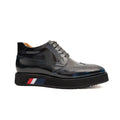 Dark Blue-Black Platform Ankle-Height Lace-Up Shoe