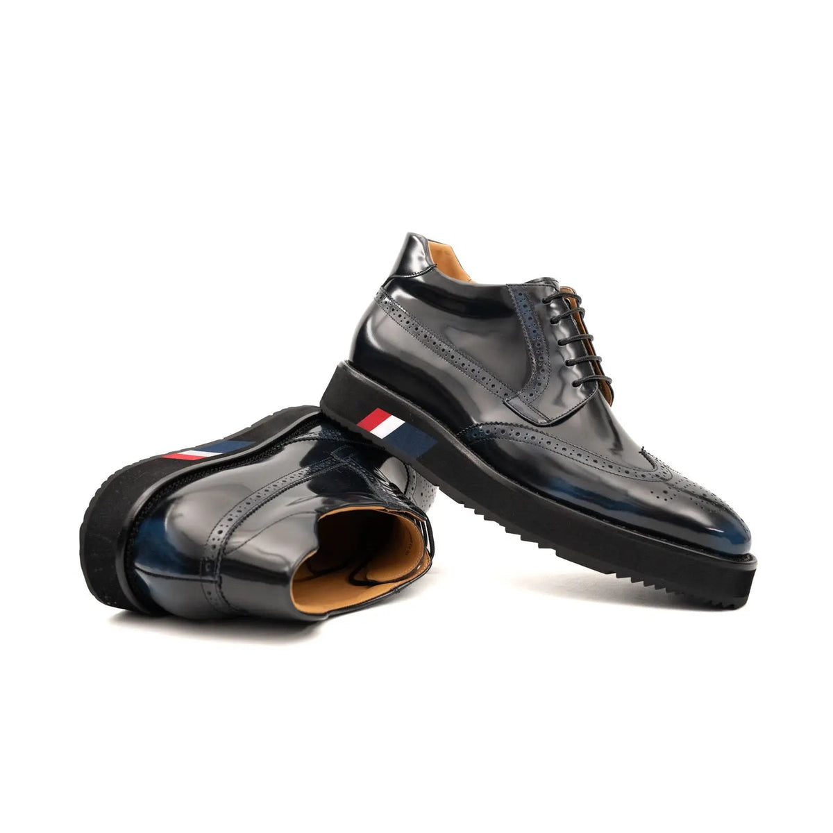 Dark Blue-Black Platform Ankle-Height Lace-Up Shoe