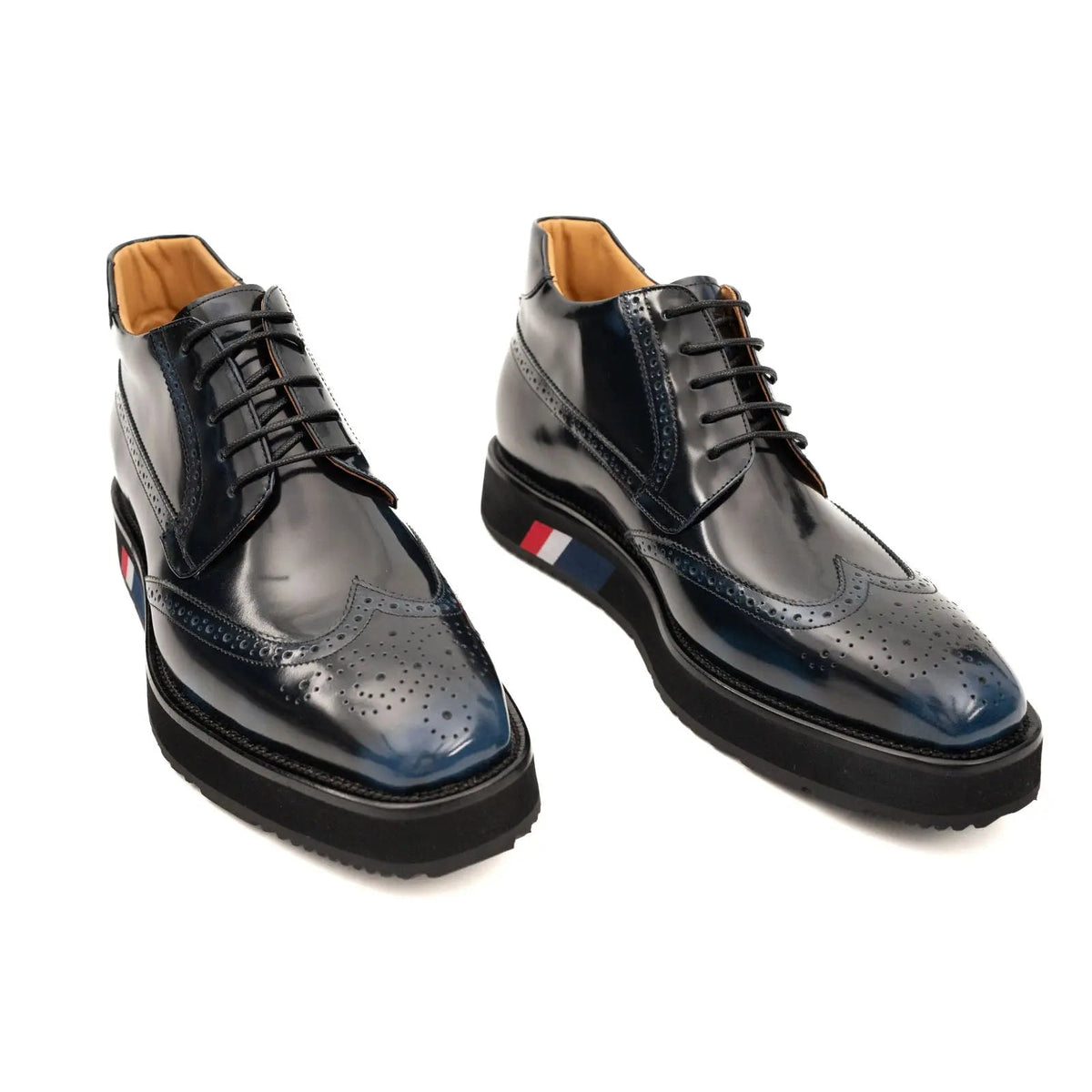 Dark Blue-Black Platform Ankle-Height Lace-Up Shoe