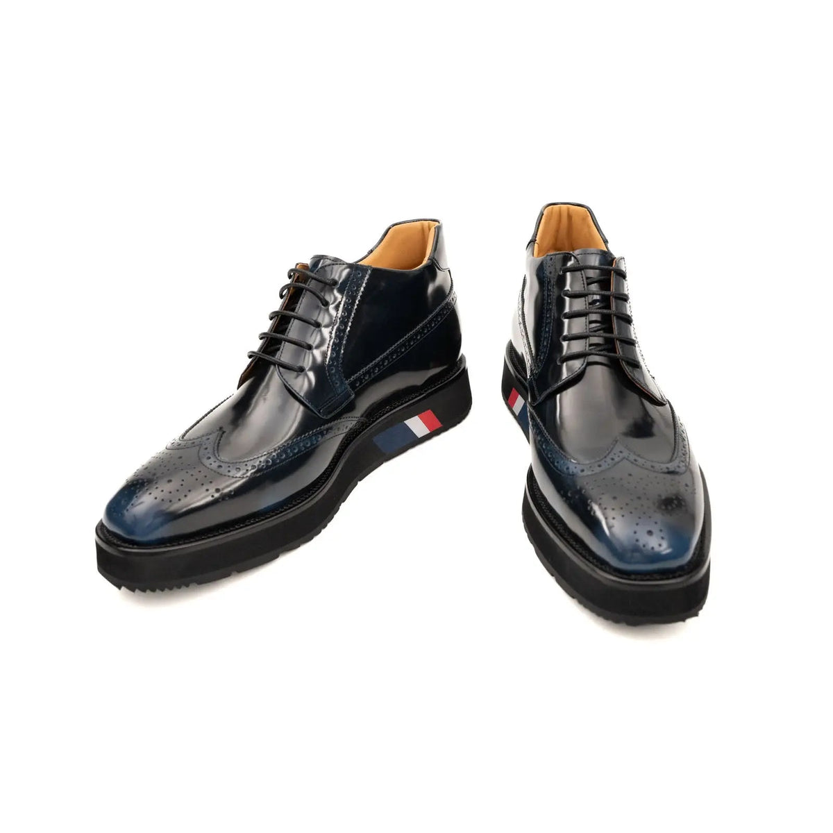 Dark Blue-Black Platform Ankle-Height Lace-Up Shoe