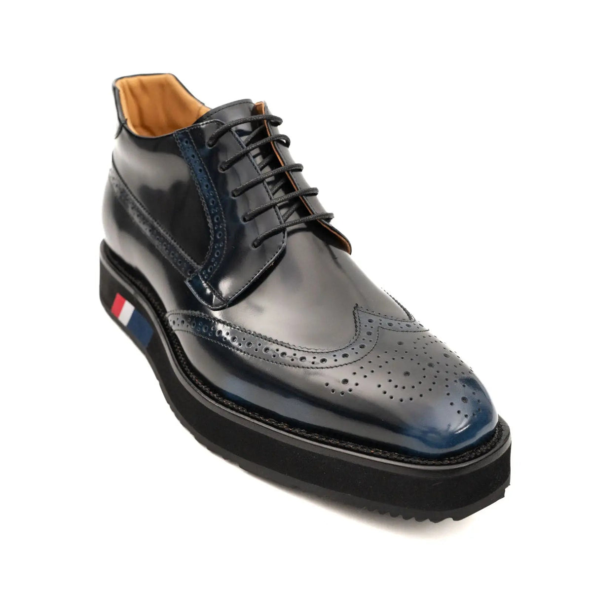Dark Blue-Black Platform Ankle-Height Lace-Up Shoe