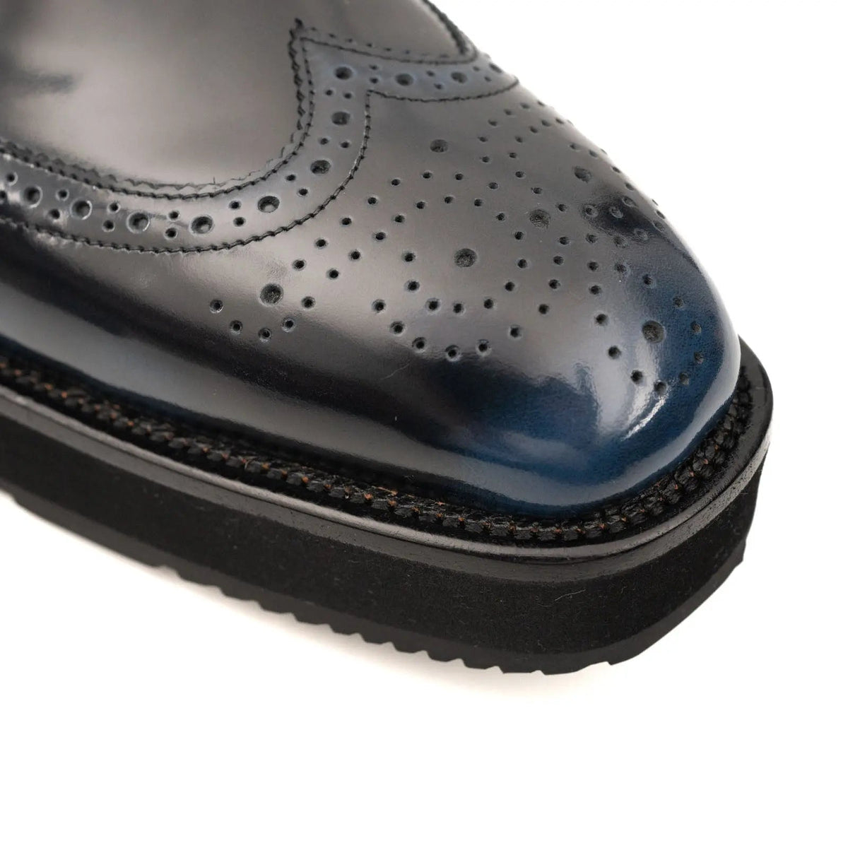 Dark Blue-Black Platform Ankle-Height Lace-Up Shoe