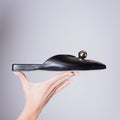 AURORA SLIDE – Black Nappa Slipper with Sculptural Sphere Detail