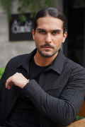 The Luxe Zip Jacket (Navy Pinstripe)