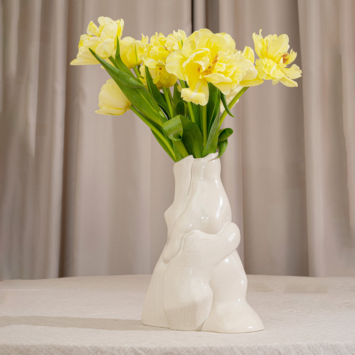 Embracing Unity Recycled Ceramics Vase Beige
