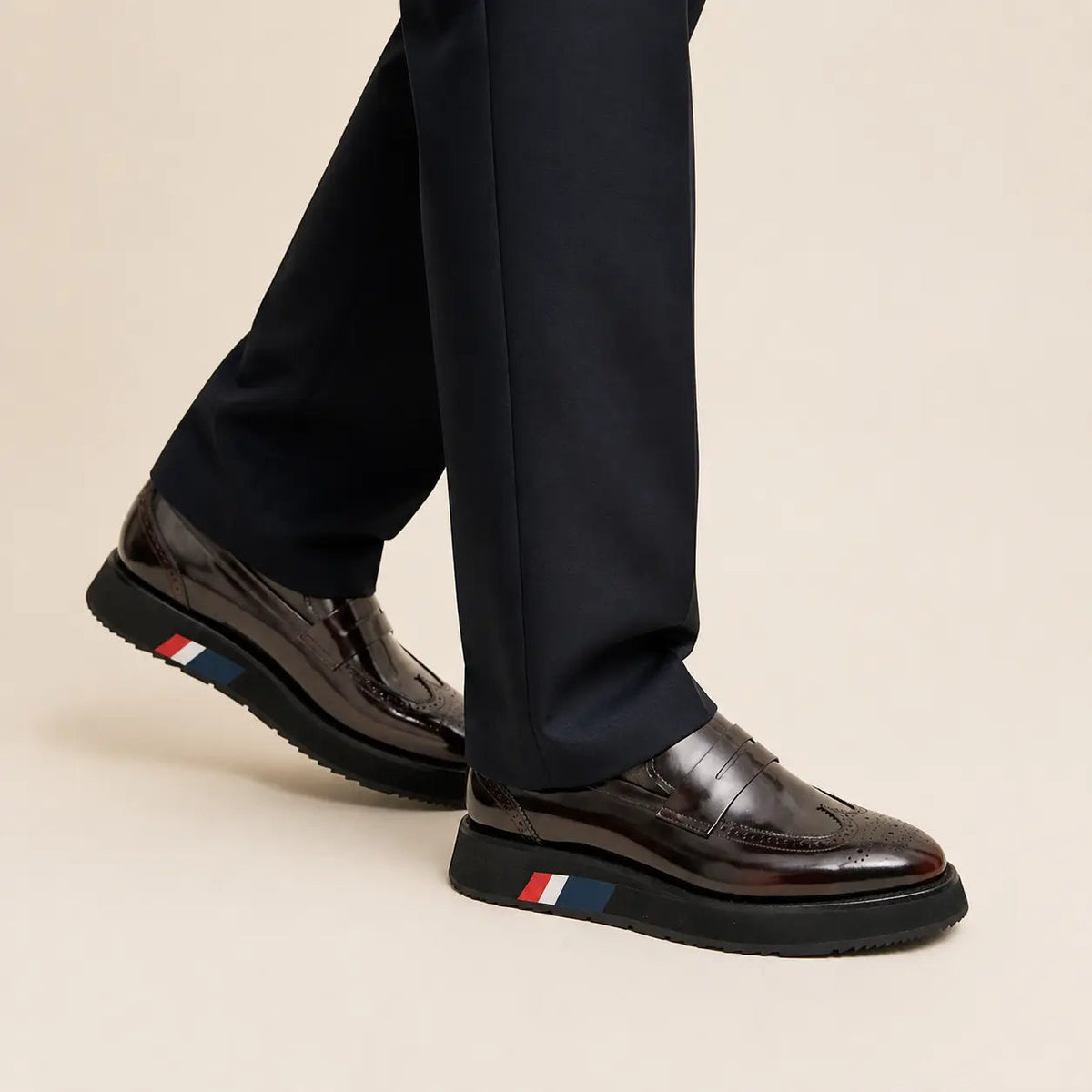 Dark Burgundy Glossy Platform Penny Loafer