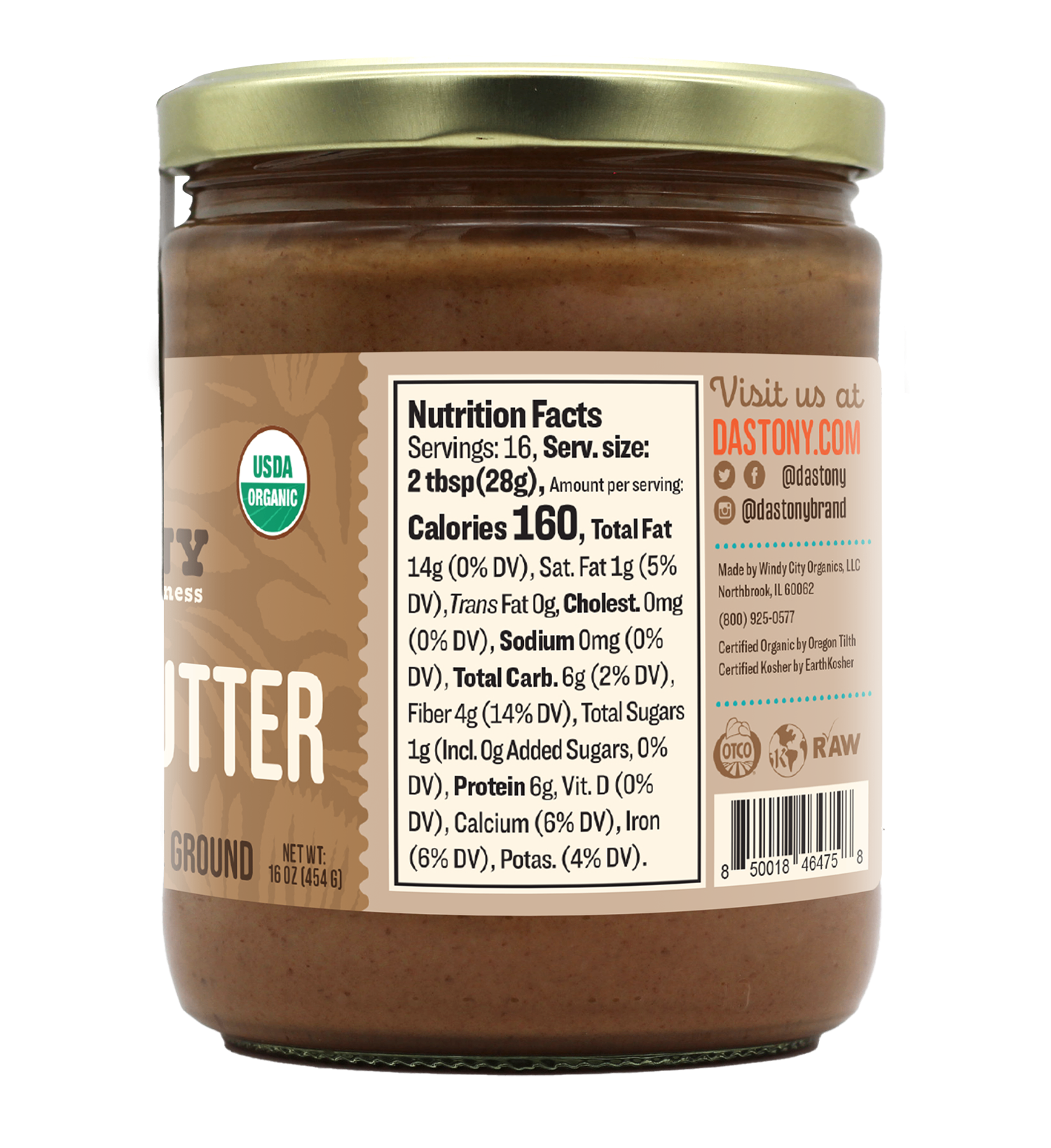 Organic Raw Almond Butter -16 oz