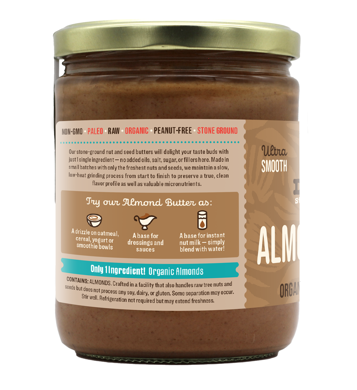 Organic Raw Almond Butter -16 oz