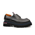 Black Square-Toe Derby Shoes with Pull Tab