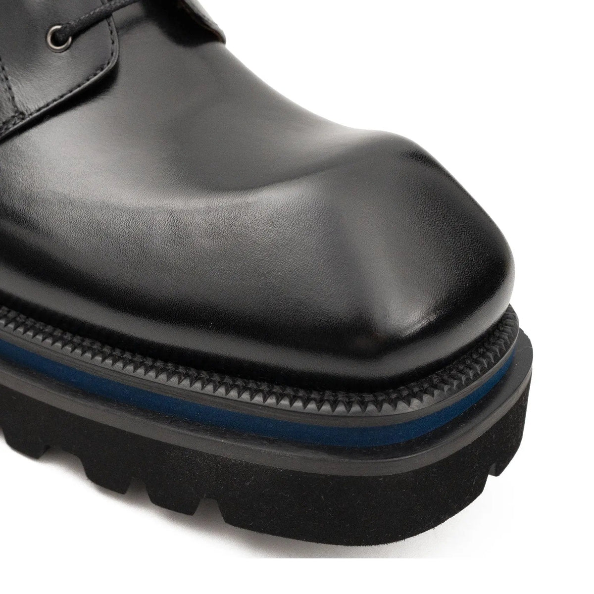Black Square-Toe Derby Shoes with Pull Tab
