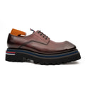 Burgundy Square-Toe Derby Shoes with Pull Tab