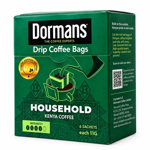 Dormans Household Blend Premium Pour Over Drip Coffee Bags | Mellow Full-Bodied Kenyan Coffee | 6-Pack Box (0.21 oz / 6g Individual Sachets)
