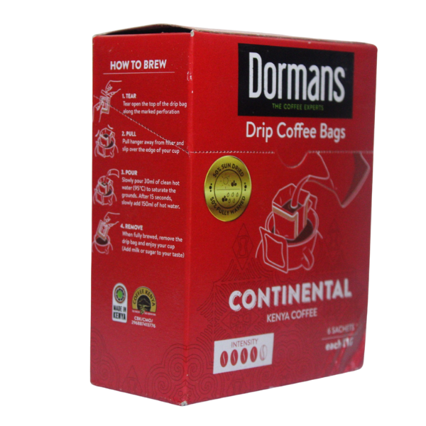 Dormans Continental Drip Coffee Bags 11g rear package view