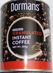 Close view of Dormans instant coffee packaging 
