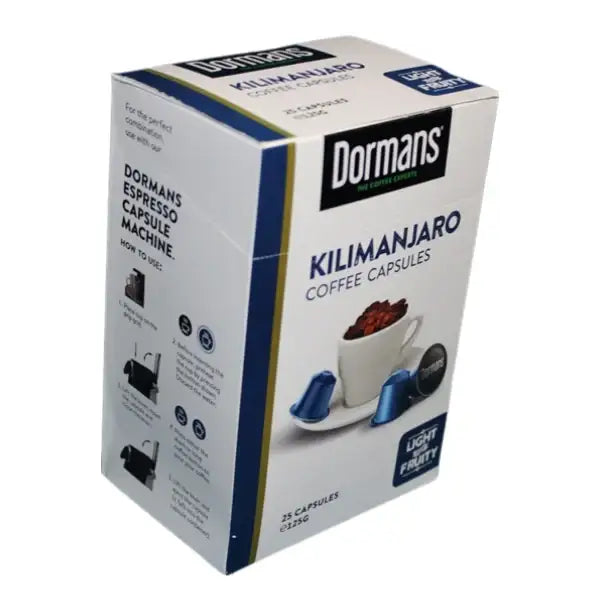 Premium Dormans espresso coffee capsules, Kilimanjaro Light & Fruity capsules, and Suprema coffee pods in a convenient Buy 2 Get 1 Free bundle.
