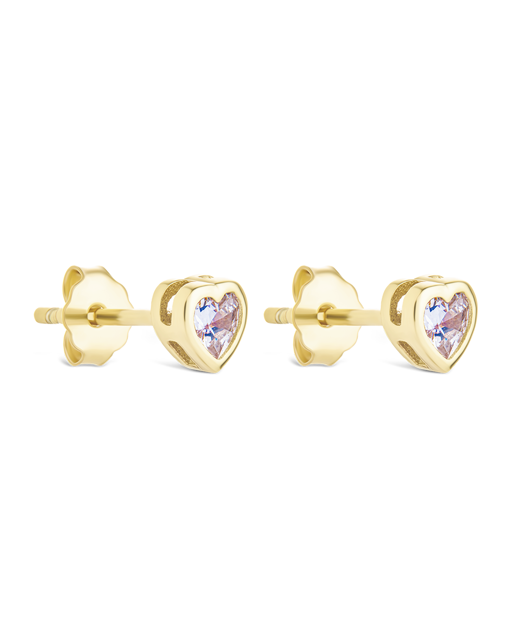 Sterling Silver Bezel Set CZ Heart Studs