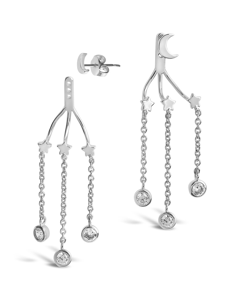 CZ Moon & Star Jacket Earrings