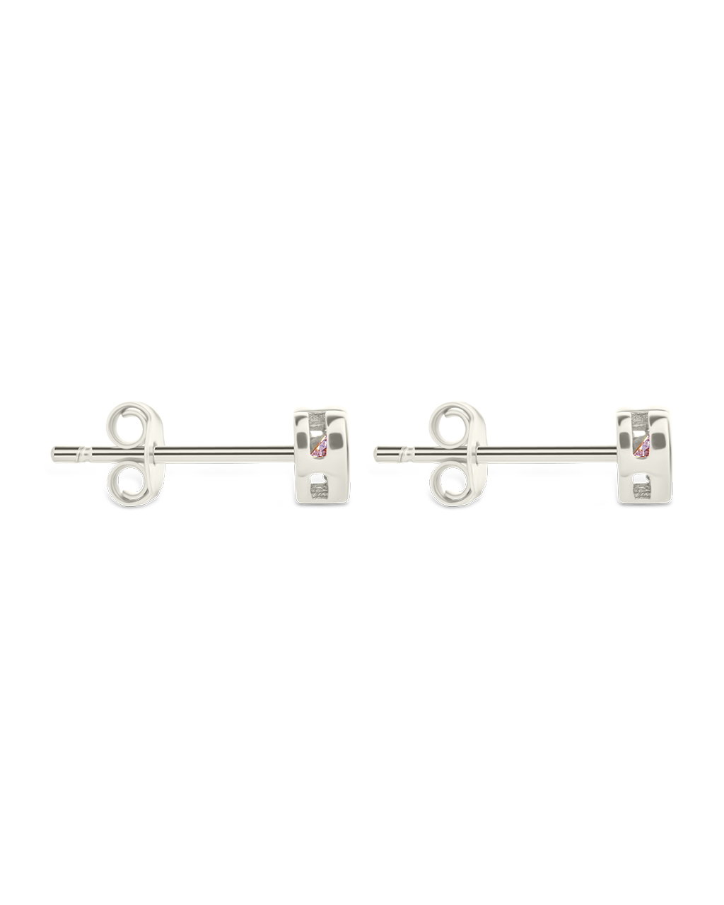Sterling Silver Bezel Set CZ Heart Studs