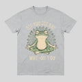 "EFF YOU SEE KAY" Frog Meditation T-Shirt – Funny Retro Sarcastic Graphic Top, Witty Zen Amphibian Streetwear, Sassy Yoga Humor Tee