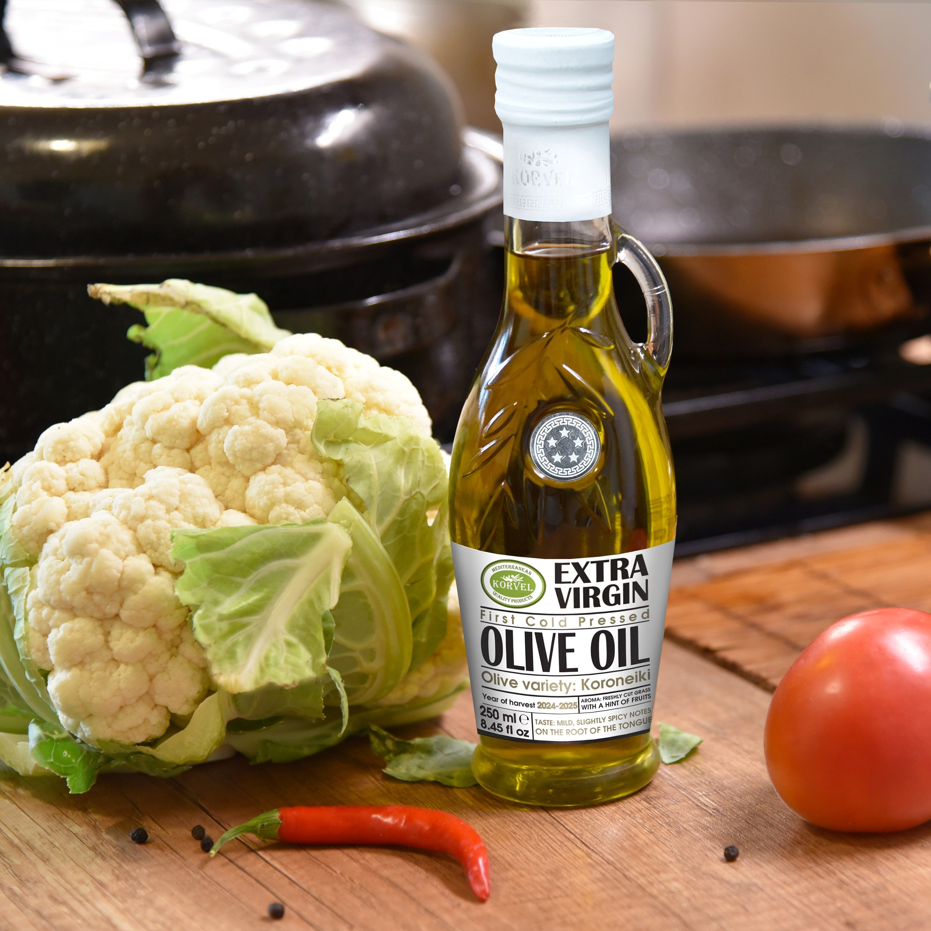 KORVEL Greek Extra Virgin Olive Oil - 6 Pack (8.45 fl oz each)