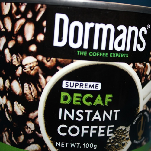 Dormans Supreme Decaf Instant Coffee 100g top angle can view 