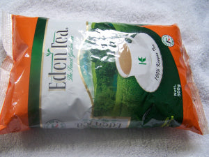 Eden Tea 500g full front view orange pouch green label 100 percent Kenyan black tea