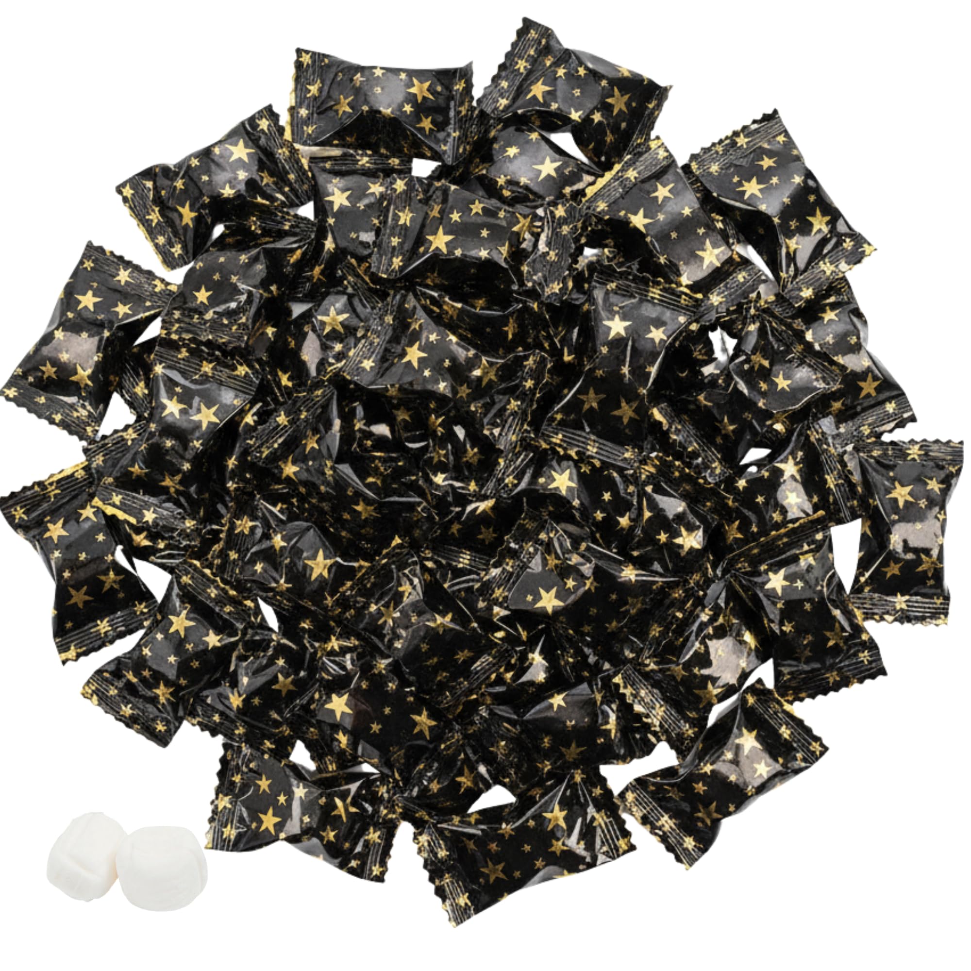110ct Black & Gold Buttermints – Individually Wrapped Candy for Any Celebration