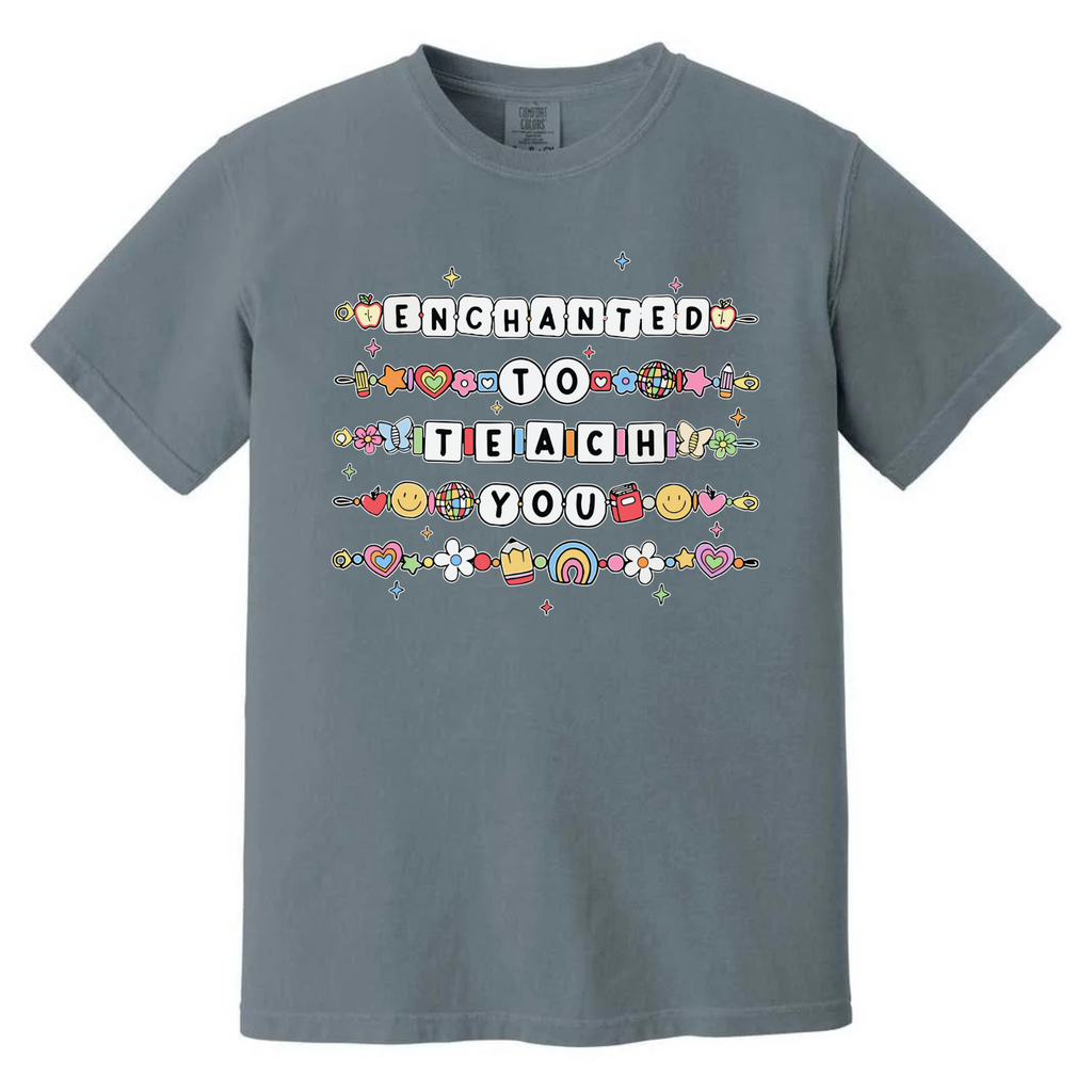 "Enchanted to Teach" Teacher Comfort Colors® Shirt – Friendship Bracelet Tee