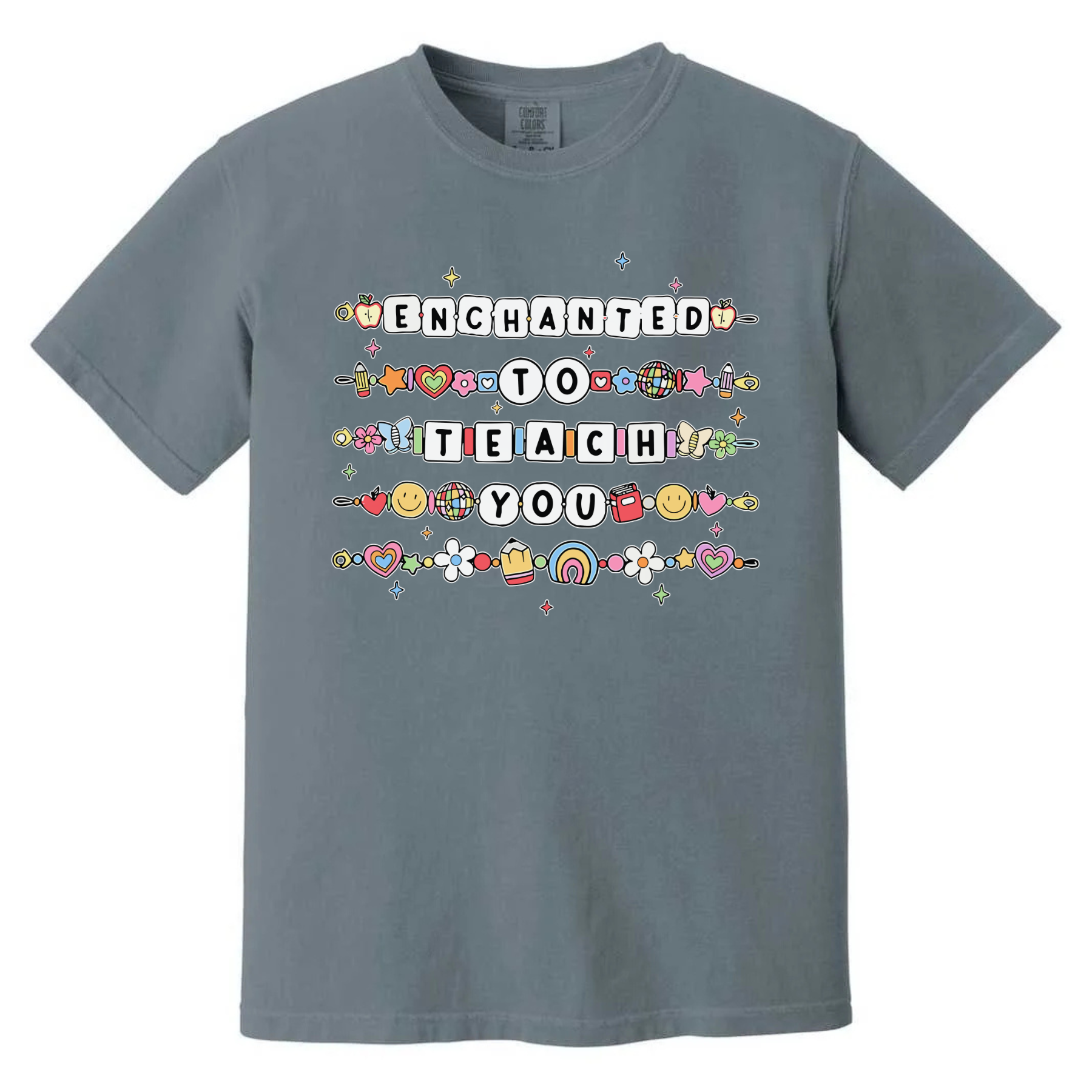 "Enchanted to Teach" Teacher Comfort Colors® Shirt – Friendship Bracelet Tee