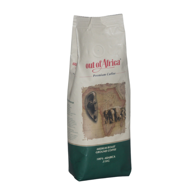 Out of Africa Medium Roast Ground Coffee front standing package 