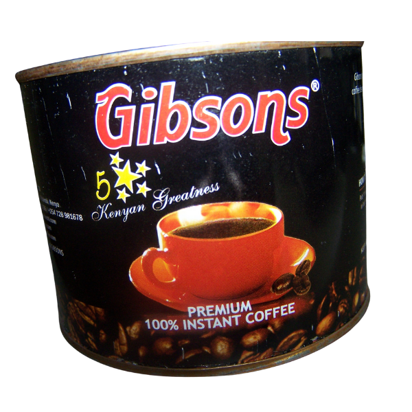 Gibsons Premium Instant Coffee 50g angled front view of coffee can packaging