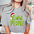 "Eww People" Christmas T-Shirt - Santa Hat Grinch Inspired Holiday Design, Anti-Social Festive Occasions Tee, Cynical Christmas Party Apparel