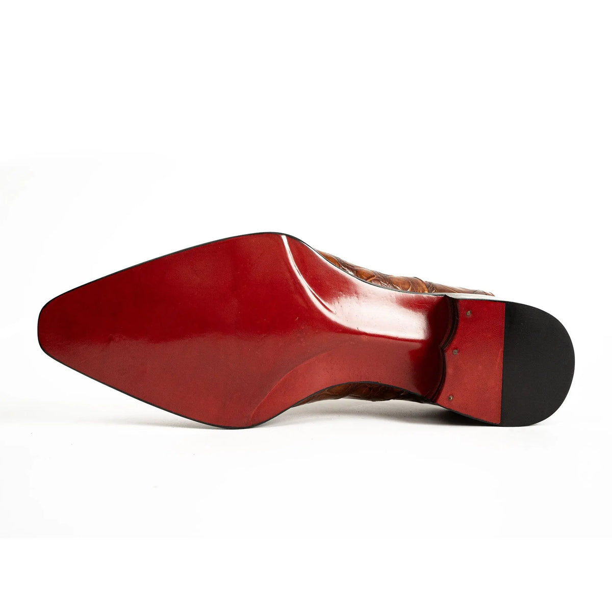 Golden Brown Square-Toe Oxford Shoes with Scale-Pattern Texture