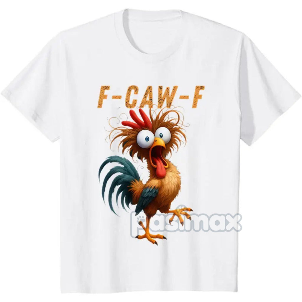 "F-CAW-F" Funny Rooster Meme T-Shirt - Viral Chicken Humor Tee, Silly Farm Animal Apparel