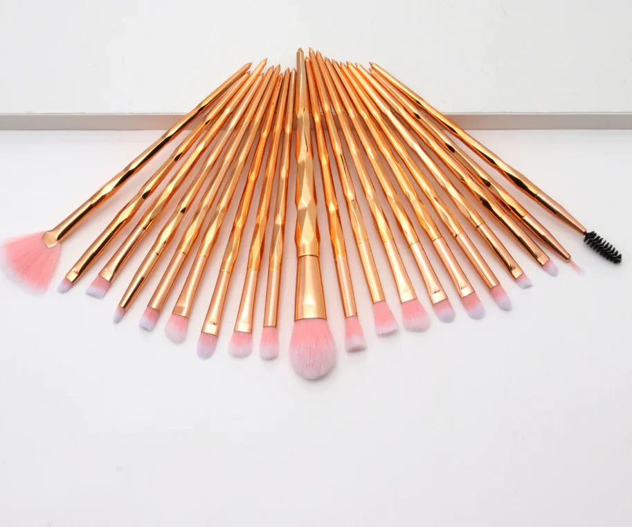 20-Piece Eye Brush Set with Colorful Diamond Handles