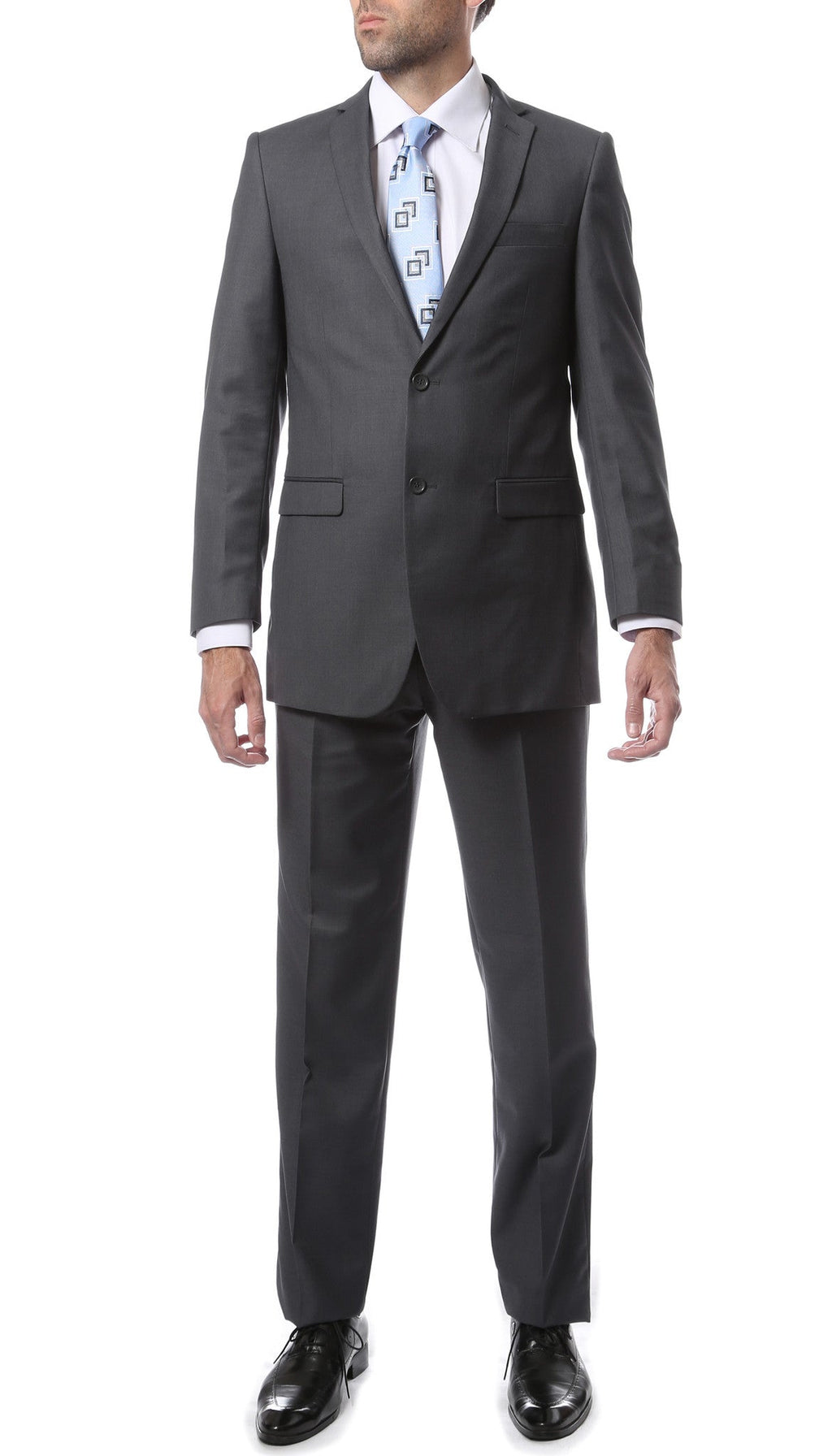 Premium FNL22R Mens 2 Button Regular Fit Heather Grey Suit
