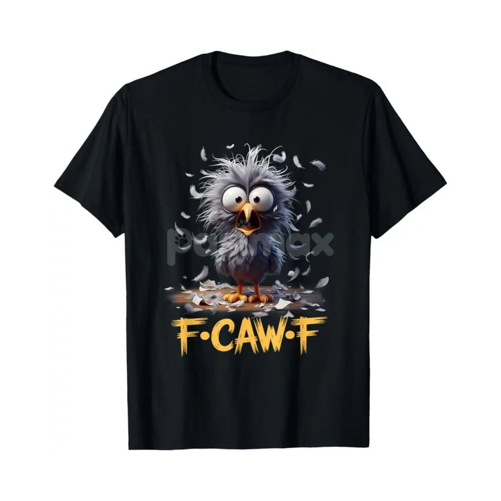 "F Caw F" Cartoon Humor T-Shirt - Funny Bird Meme Graphic Tee, Absurdist Streetwear Joke Top