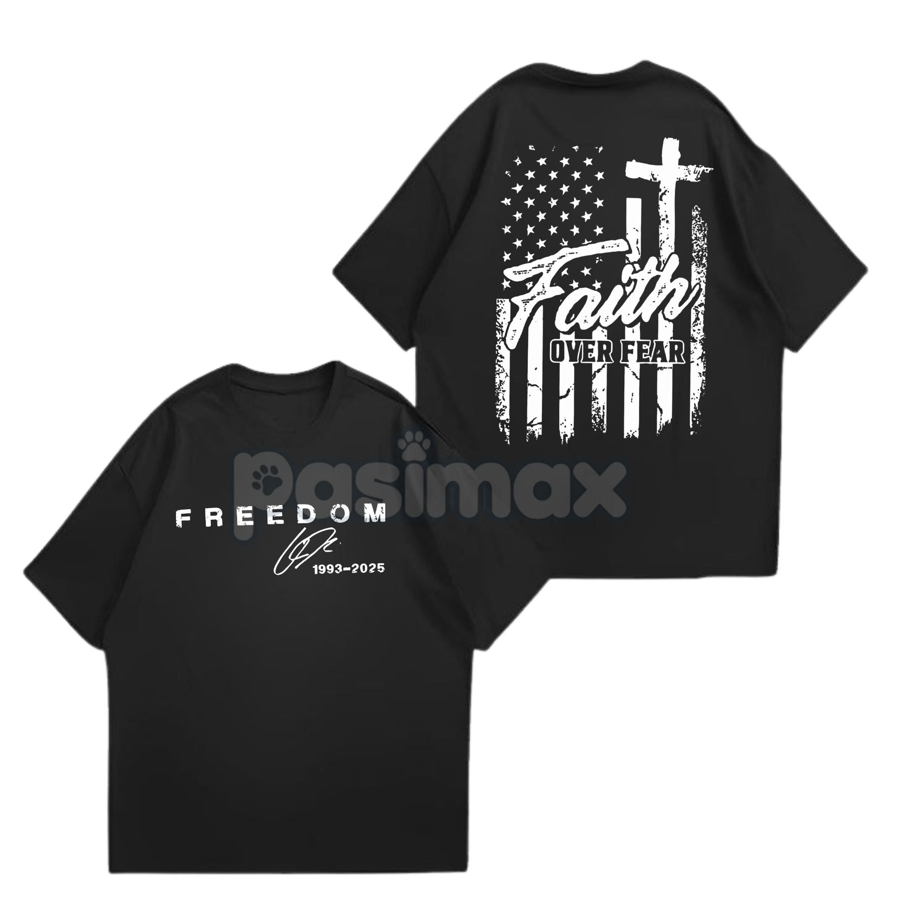 "Faith Over Fear" Freedom American Flag T-Shirt - We Wear Red On October Statement Tee, Patriotic Apparel