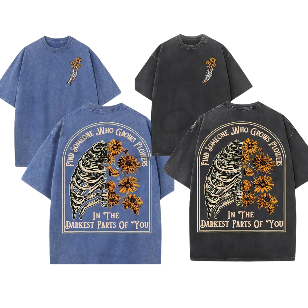 "Find Someone Who Grows Flowers" Sunflowers Washed T-Shirt