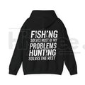 "Fishing Solves Most of My Problems" Hoodie – Funny Back Printed Hunter & Fisherman Gift, Men’s Outdoor Pullover